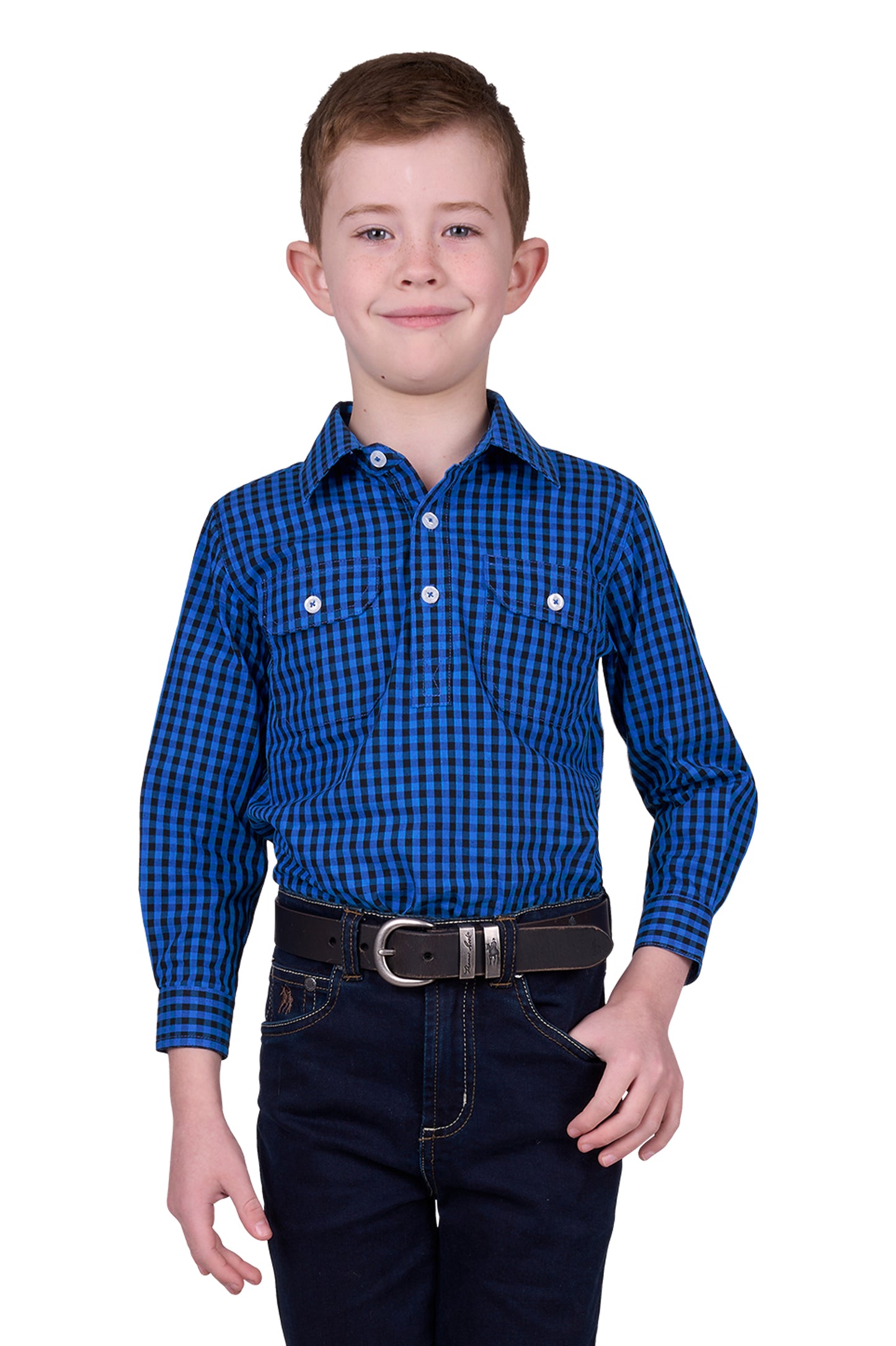 Hard Slog Kids Astell 1/2 Placket Long Sleeve Country Shirt
