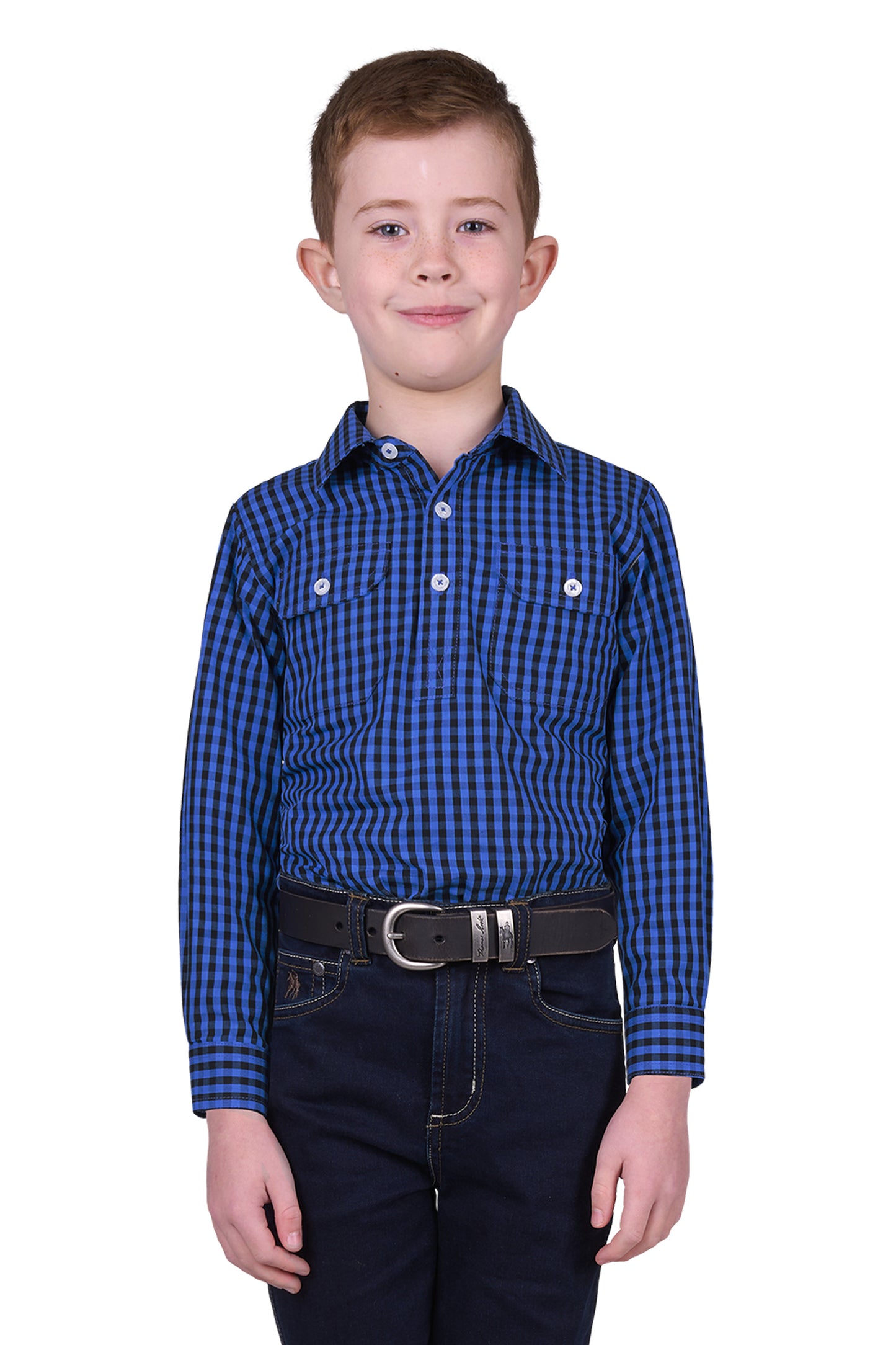 Hard Slog Kids Astell 1/2 Placket Long Sleeve Country Shirt