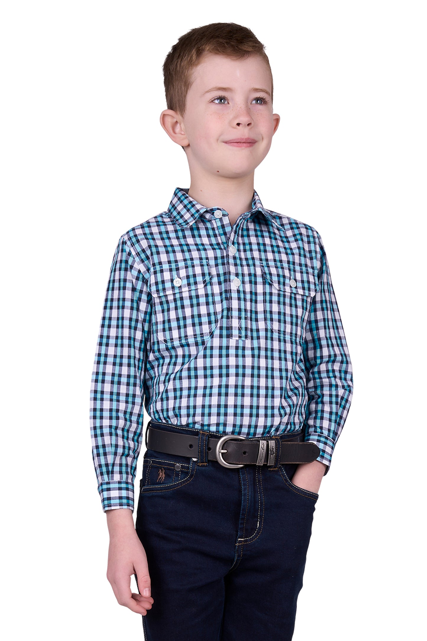 Hard Slog Kids Rui 1/2 Placket Long Sleeve Country Shirt