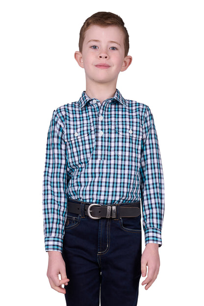 Hard Slog Kids Rui 1/2 Placket Long Sleeve Country Shirt