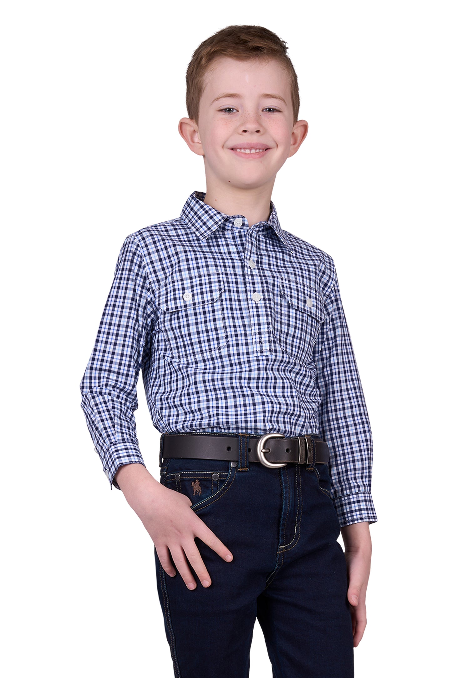 Hard Slog Kids Coney 1/2 Placket Long Sleeve Country Shirt