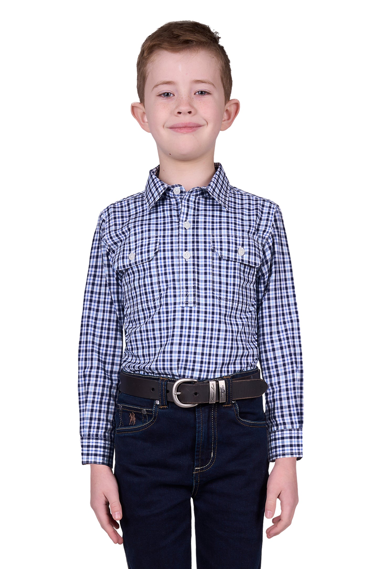 Hard Slog Kids Coney 1/2 Placket Long Sleeve Country Shirt