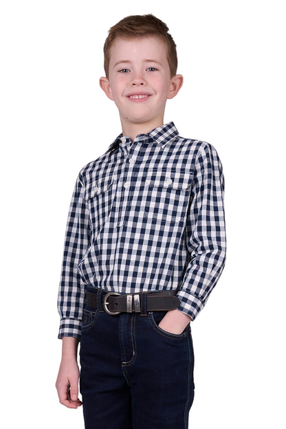 Hard Slog Kids Dell 1/2 Placket Long Sleeve Country Shirt