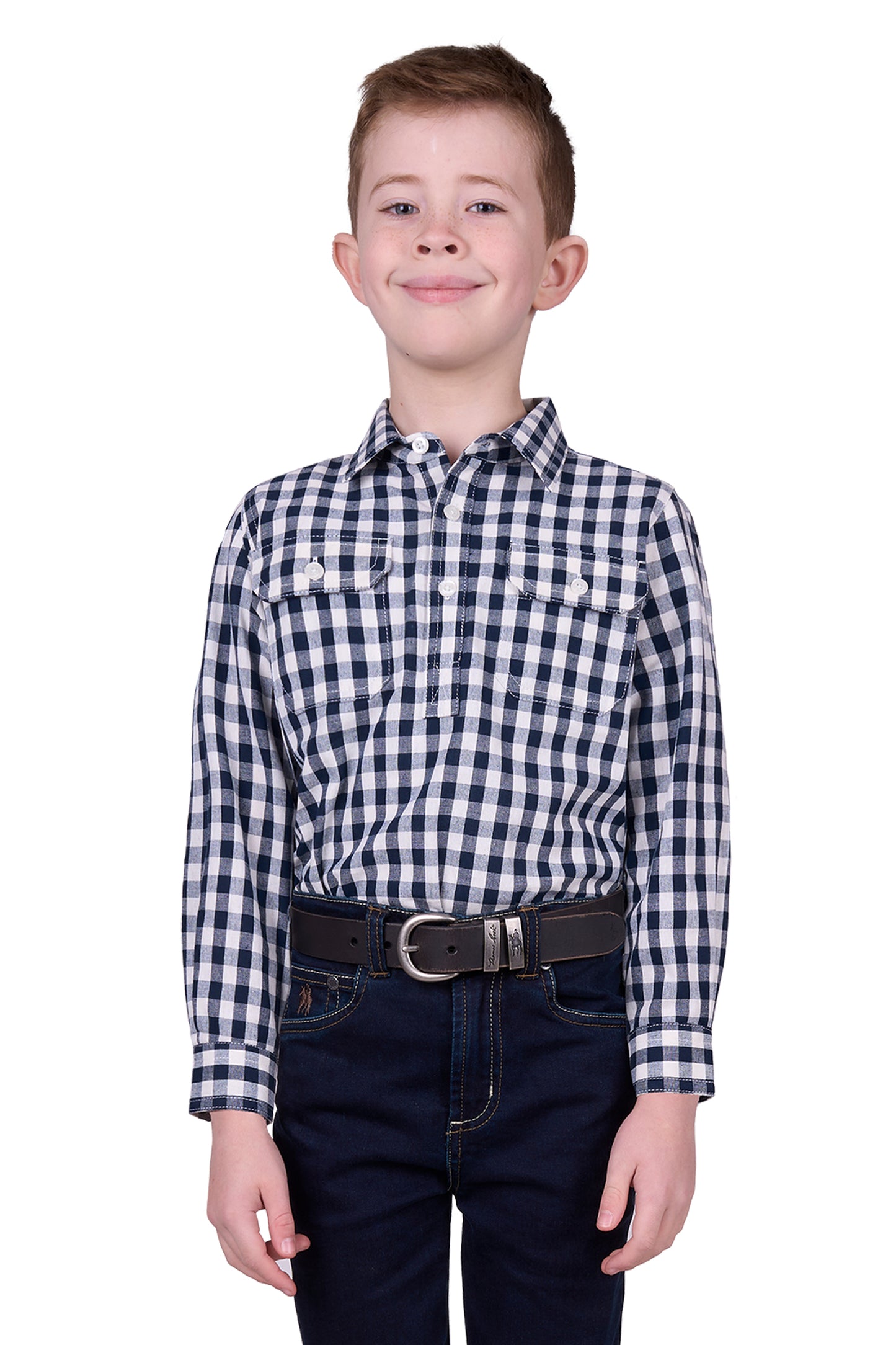 Hard Slog Kids Dell 1/2 Placket Long Sleeve Country Shirt