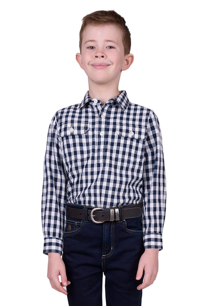 Hard Slog Kids Dell 1/2 Placket Long Sleeve Country Shirt