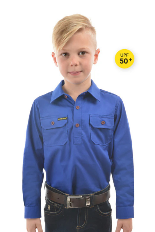 Hard Slog Kids Half Placket Light Cotton Country Work Shirt