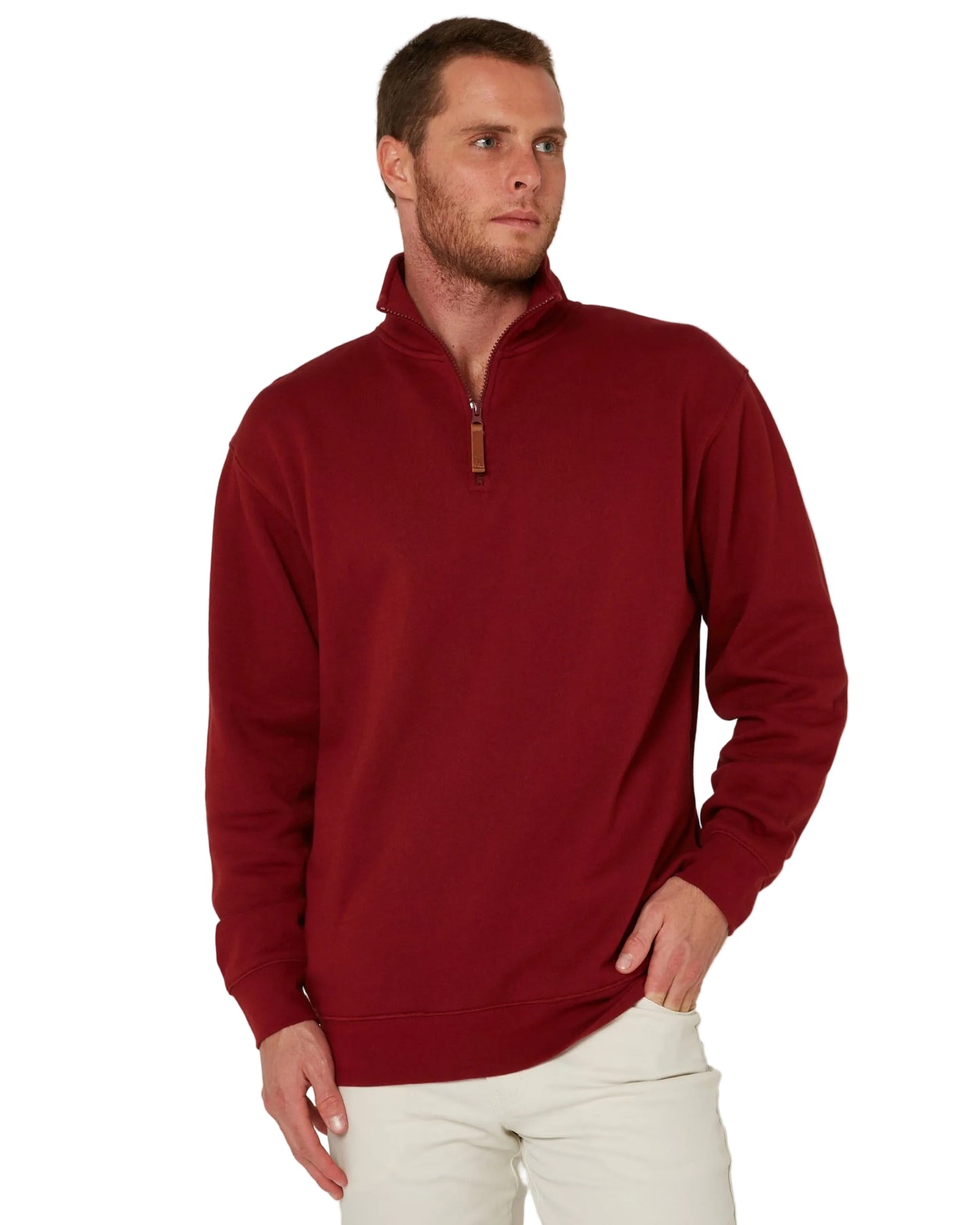 Pilbara Mens Zipper Closed Front Fleece Pullover Jumper