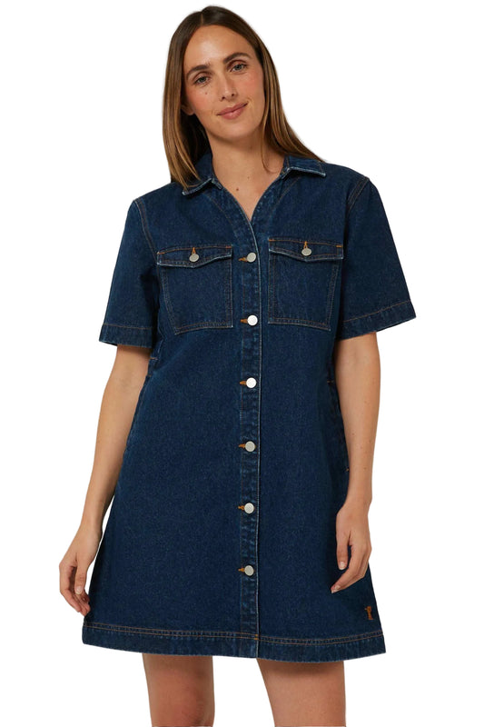 Pilbara Womens Josie Short Sleeve Denim Dress
