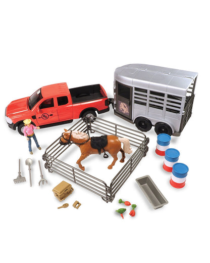 Big Country Toys 24 Piece Truck & Horse Trailer Playset