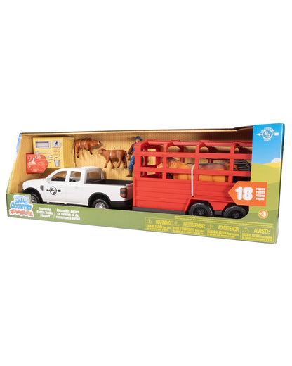 Big Country Toys 18 Piece Truck & Cattle Trailer Playset