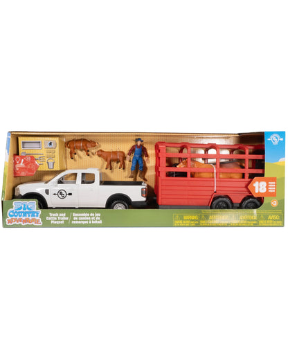 Big Country Toys 18 Piece Truck & Cattle Trailer Playset