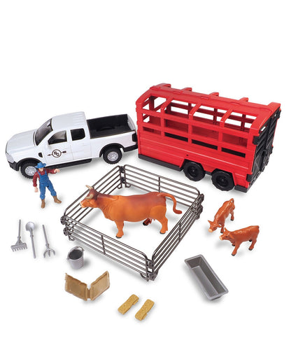 Big Country Toys 18 Piece Truck & Cattle Trailer Playset