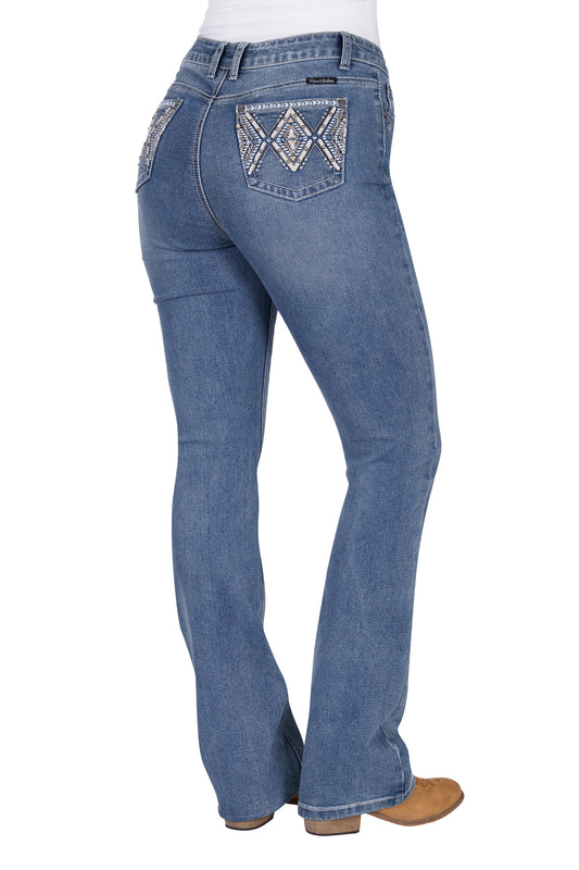 Pure Western Womens Pam Hi Rise Boot Cut Jeans 32 Inch Leg