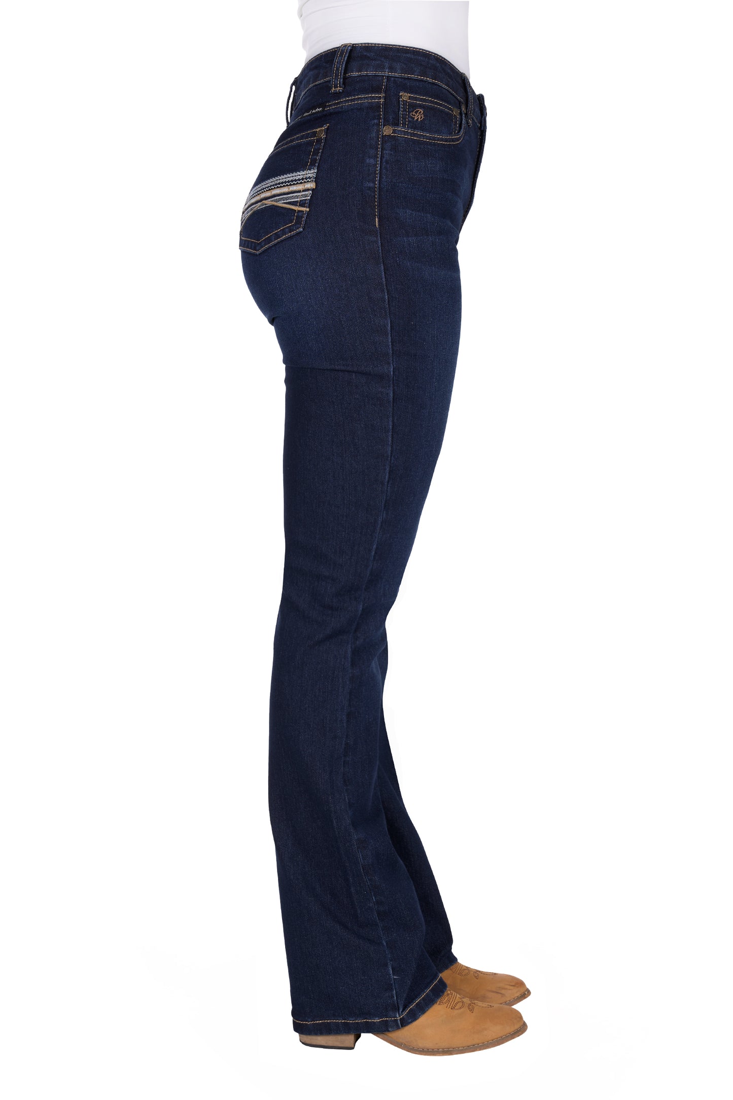 Pure Western Womens Ida Hi Rise Boot Cut Jeans 34 Inch Leg