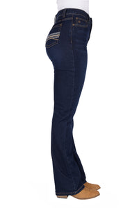 Pure Western Womens Ida Hi Rise Boot Cut Jeans 34 Inch Leg