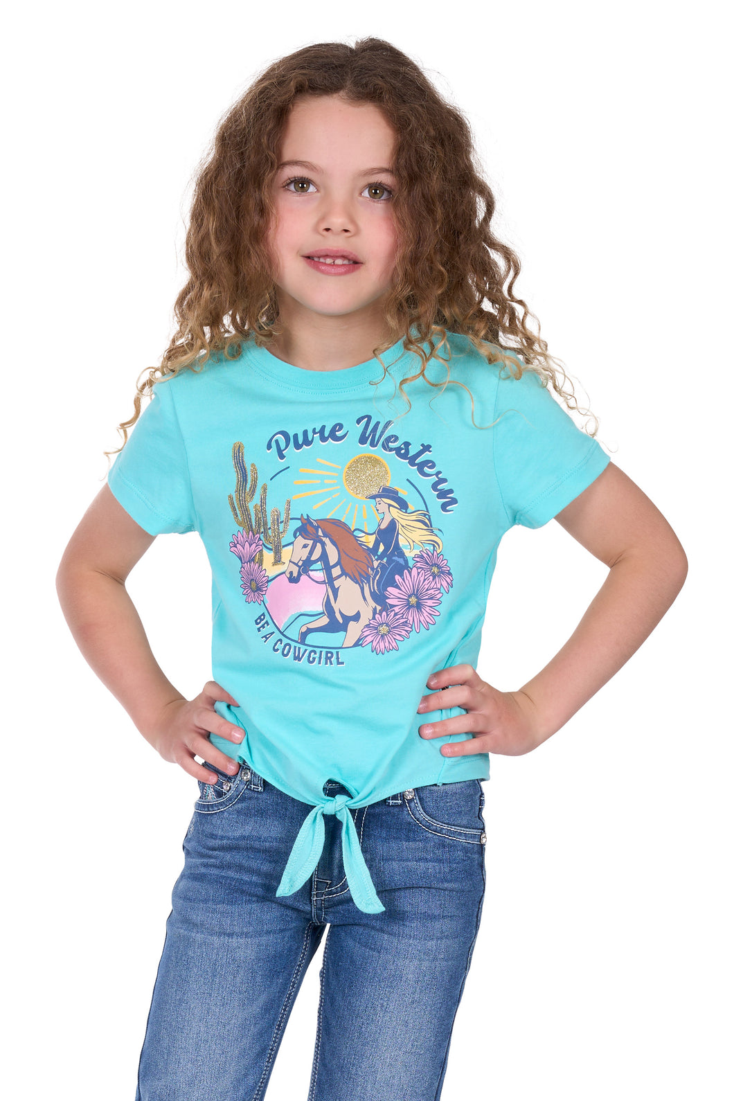 Pure Western Girls Clover Short Sleeve Tee Shirt