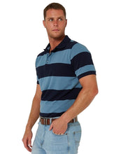 Load image into Gallery viewer, Pilbara Mens Yarn Dyed Striped Pocket Polo