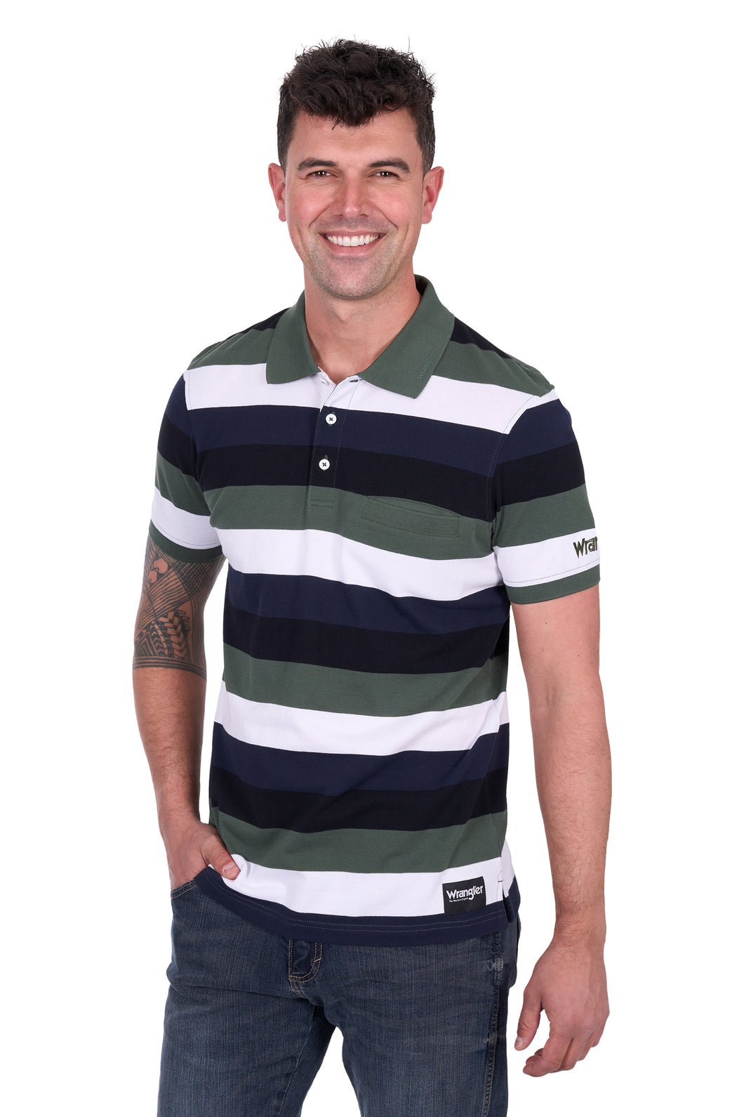 Wrangler Mens Alan 1 Pocket Short Sleeve Polo