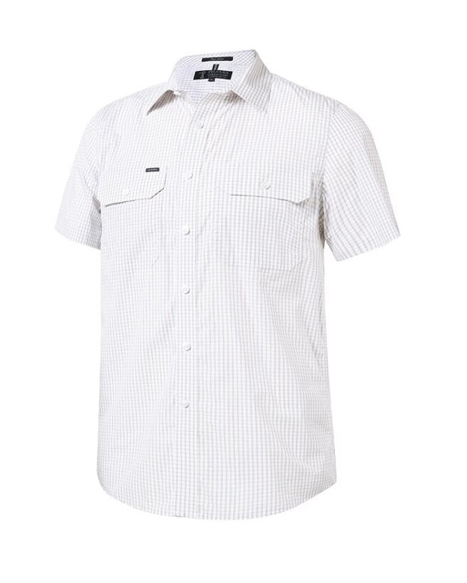 Pilbara Mens Yarn Dyed Check Dual Pocket Short Sleeve Shirt