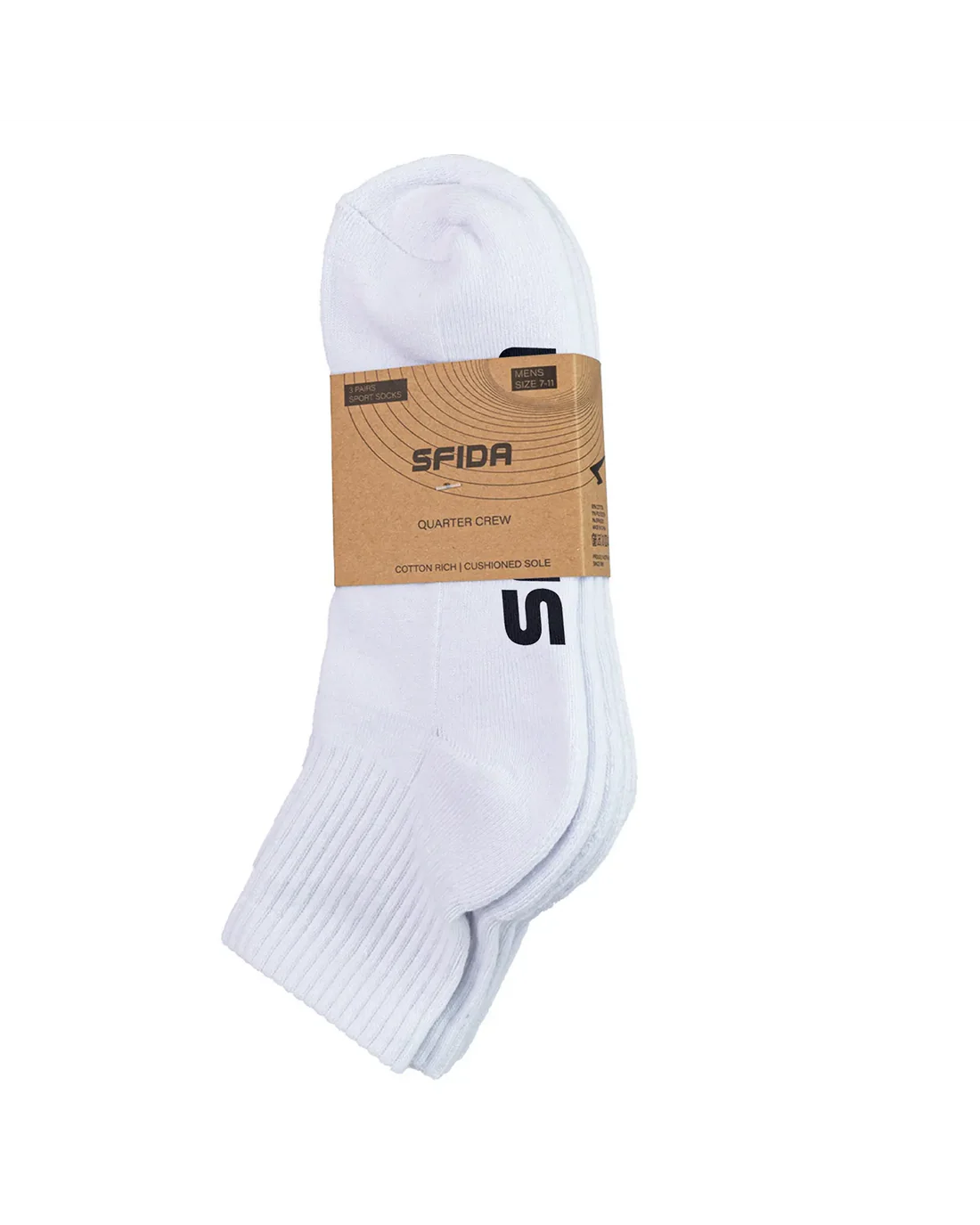 Sfida Kids Quarter Crew Socks 3 Pair Pack