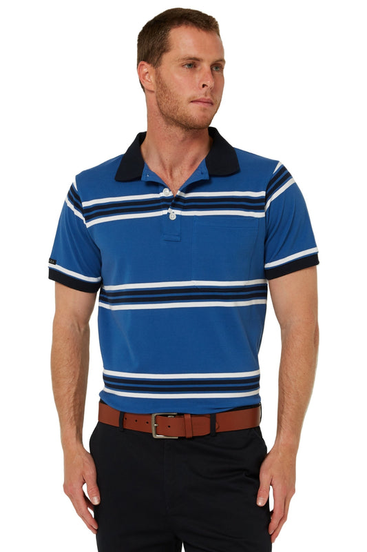 Pilbara Mens Yarn Dyed Striped Pocket Polo