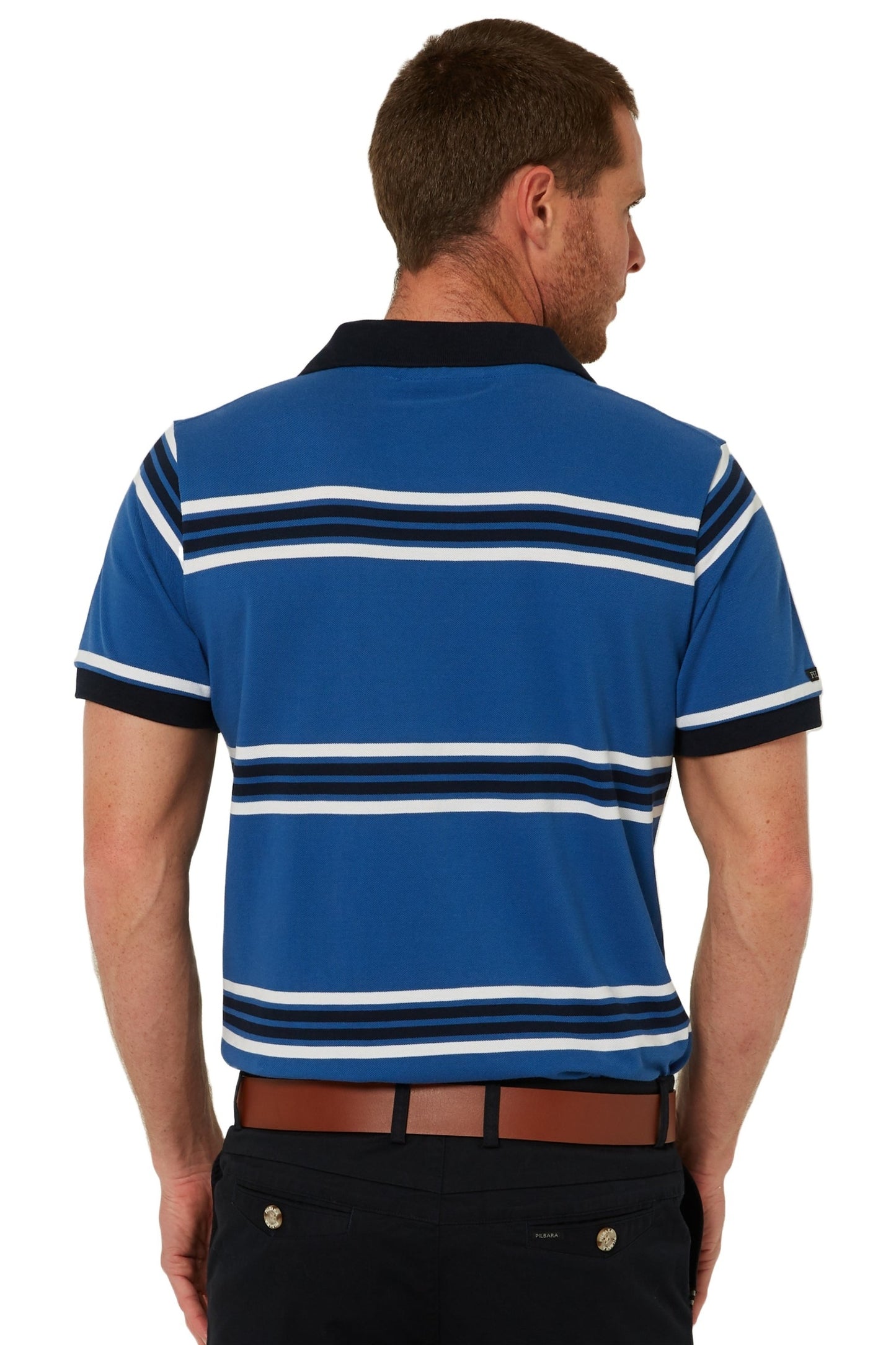 Pilbara Mens Yarn Dyed Striped Pocket Polo