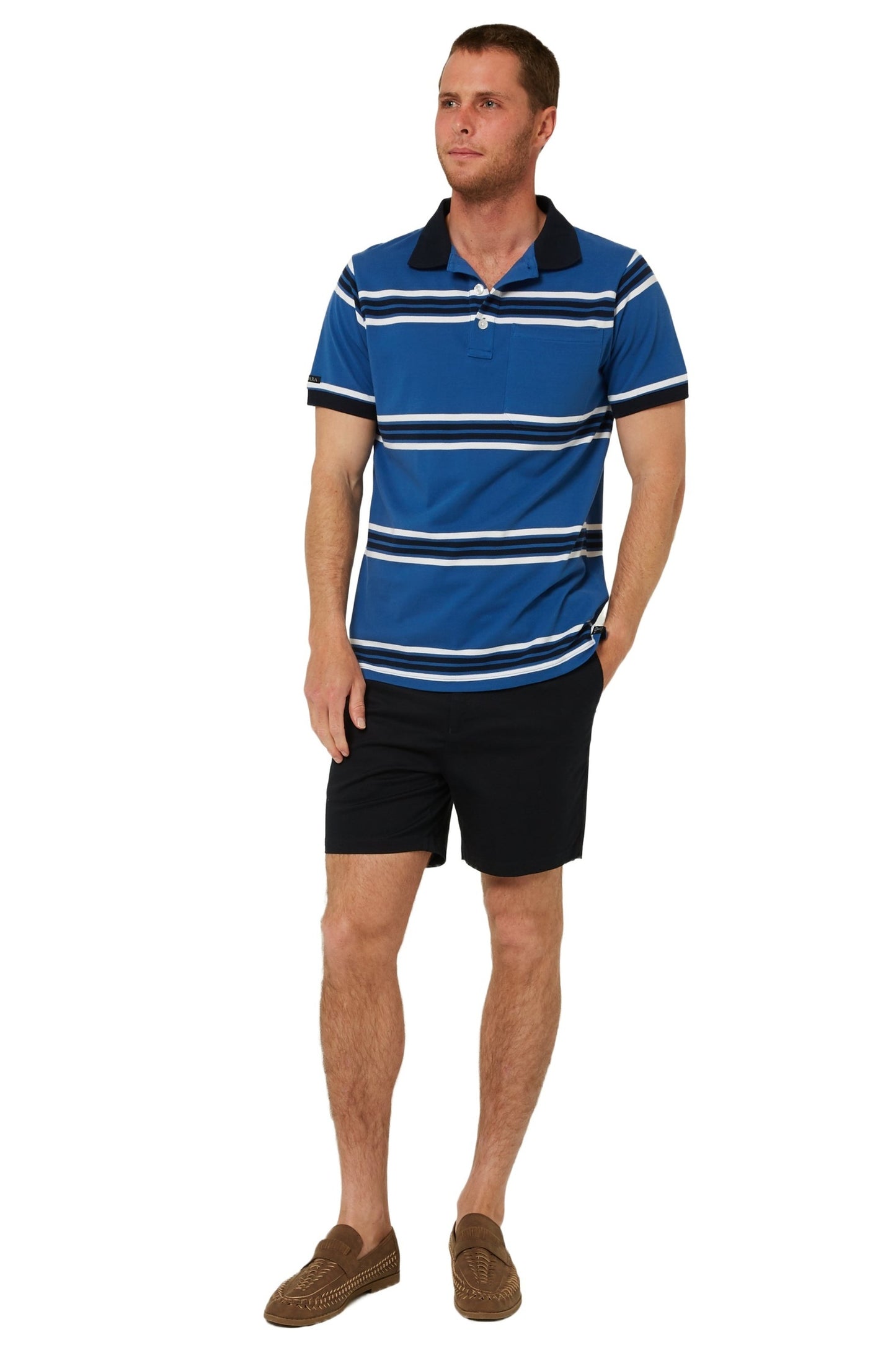 Pilbara Mens Yarn Dyed Striped Pocket Polo