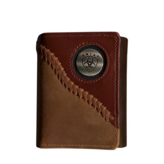 Ariat Mens Tri-Fold Wallet Two Toned Stitched