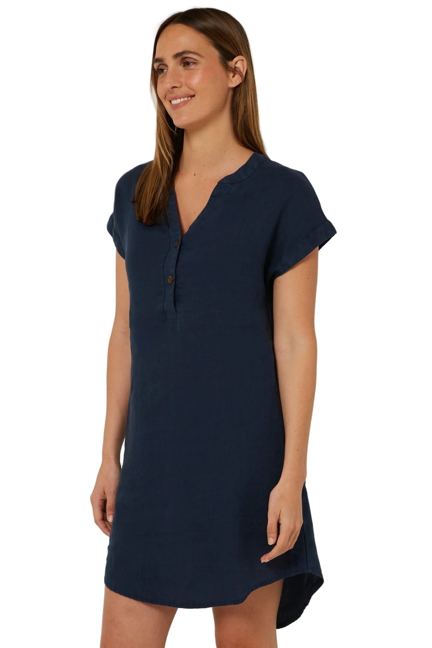 Pilbara Womens Alina Linen Cap Sleeved Dress