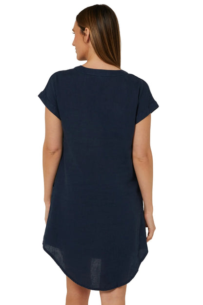 Pilbara Womens Alina Linen Cap Sleeved Dress