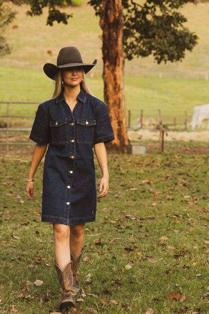Pilbara Womens Josie Short Sleeve Denim Dress