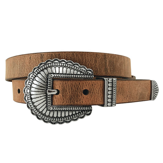 Roper Womens Belt 1 1/4 Inch Distressed Leather with 3 Piece Buckle