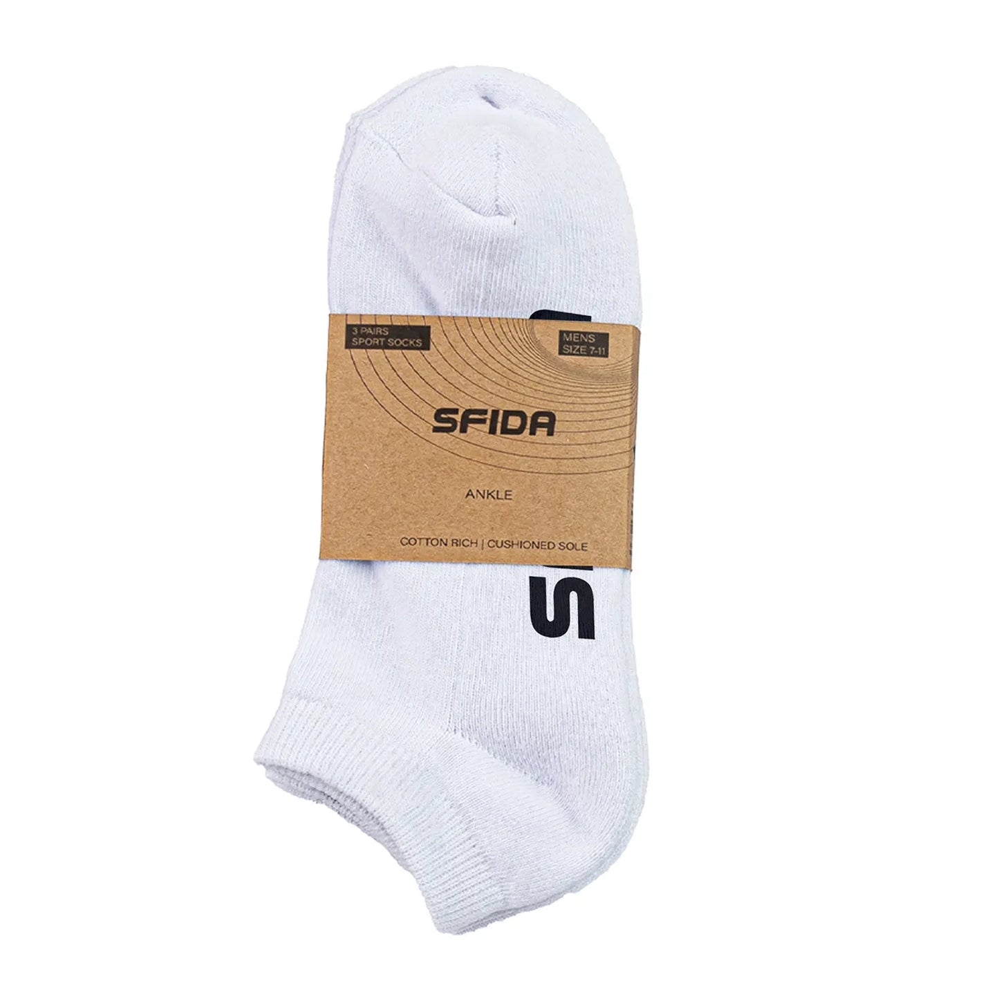 Sfida Sports Adult Ankle Socks 3 Pair Pack