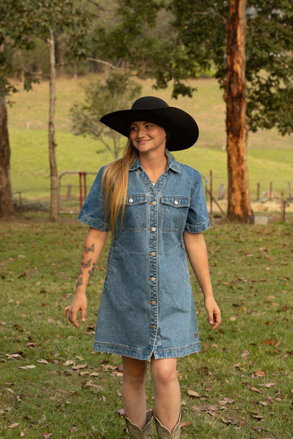 Pilbara Womens Josie Short Sleeve Denim Dress