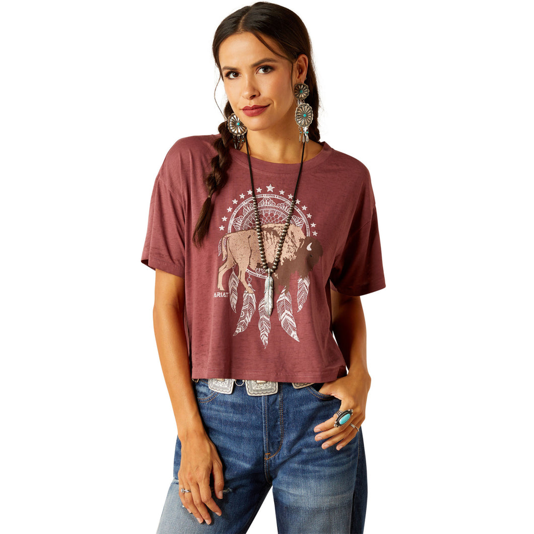 Ariat Womens Buffalo Territory Cropped Short Sleeve Tee