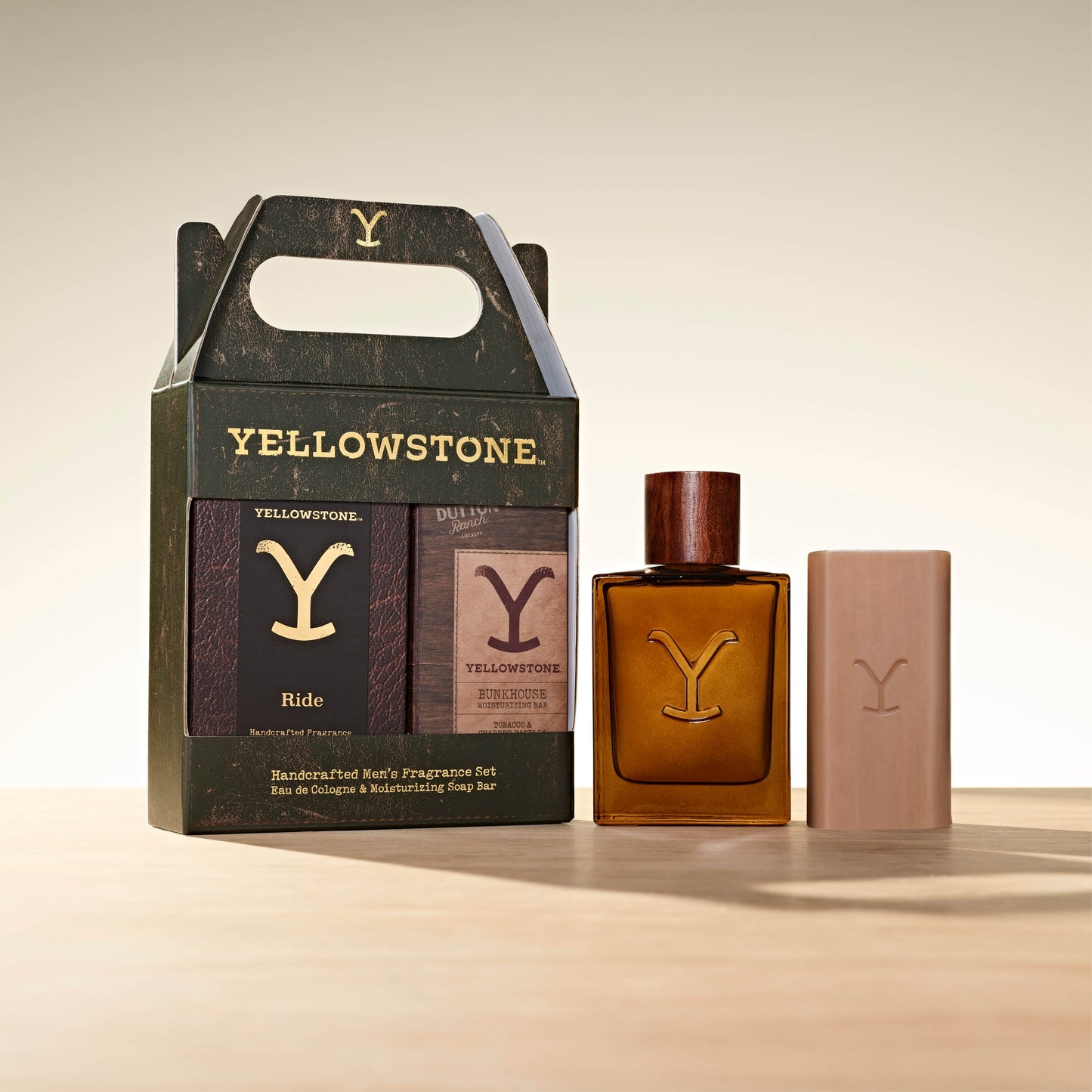 Tru Western Mens Yellowstone Ride Giftset For Him Cologne & Bunkhouse Bar 100ml / 140gm