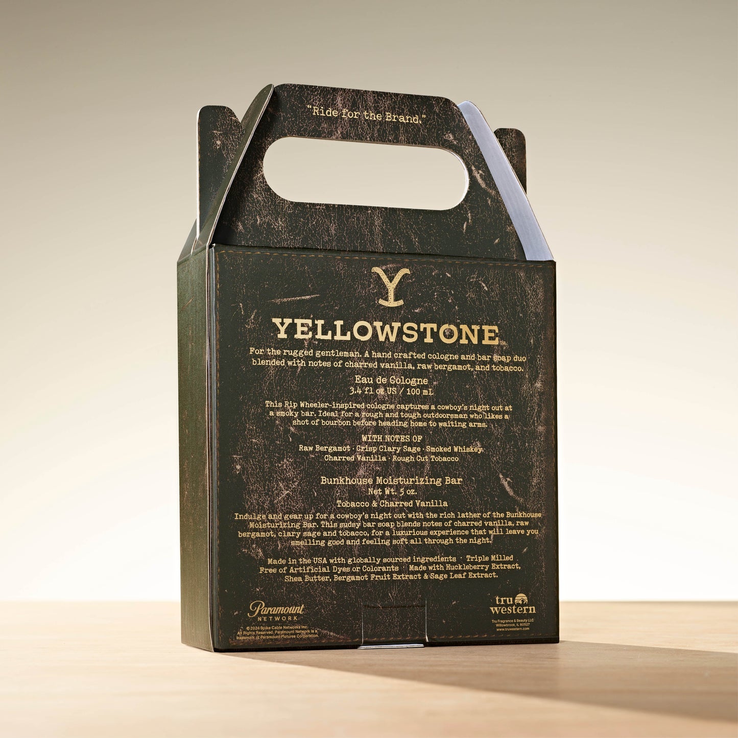 Tru Western Mens Yellowstone Ride Giftset For Him Cologne & Bunkhouse Bar 100ml / 140gm