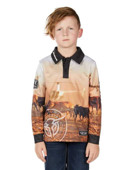 Bullzye Boys Helicopter Long Sleeve Fishing Shirt