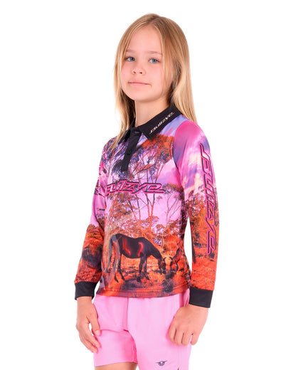 Bullzye Girls Grazing Horse Long Sleeve Tee
