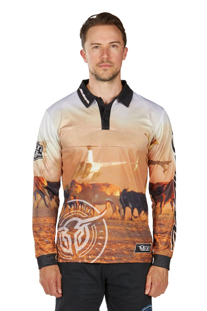 Bullzye Mens Helicopter Long Sleeve Fishing Shirt