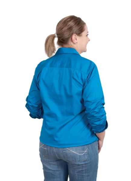 Just Country Womens Jahna Trim Long Sleeve Half Button Solid Workshirt