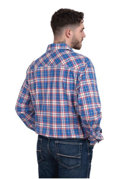 Just Country Mens Austin Long Sleeve Full Button Print Workshirt