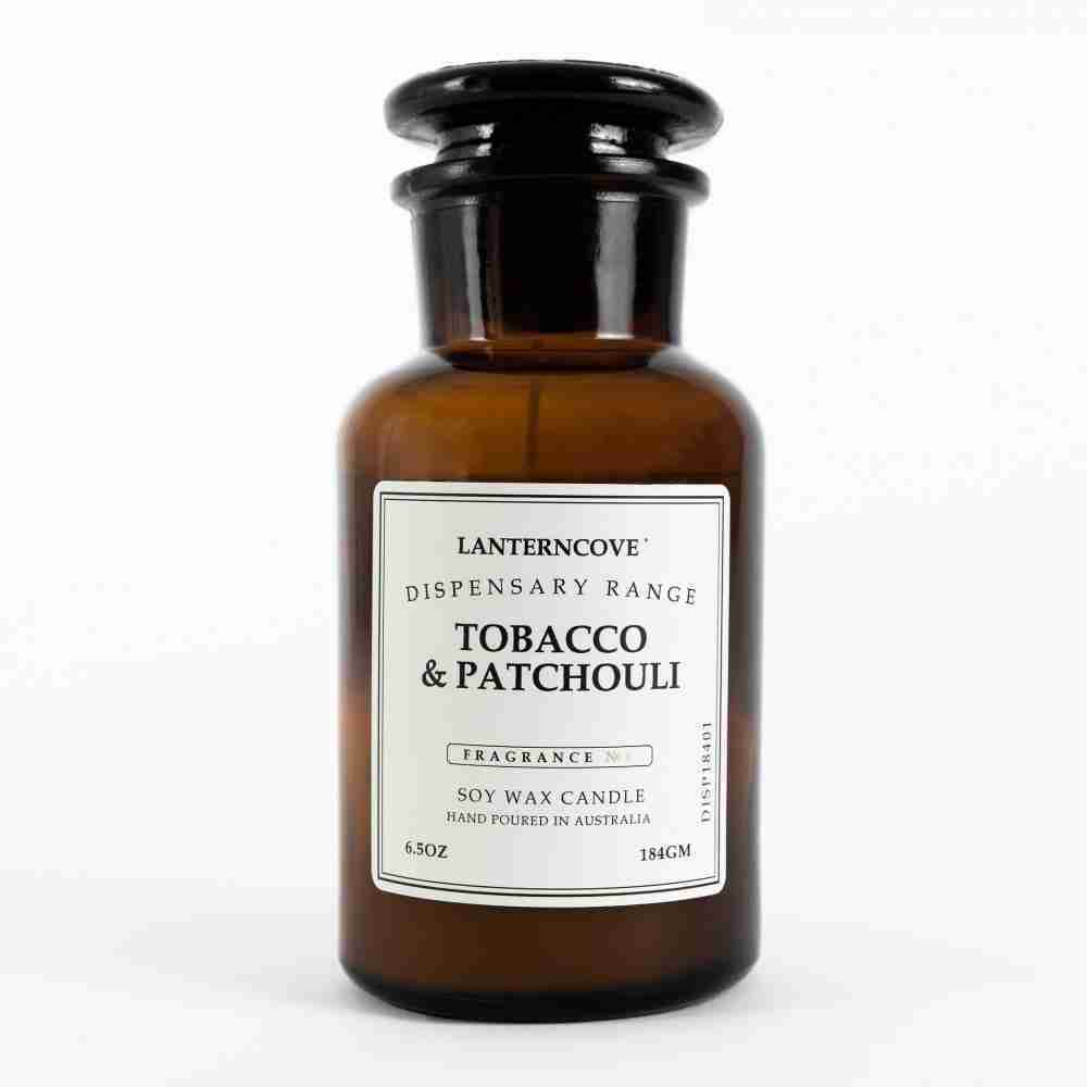 Lanterncove Dispensary 6.5 oz Soy Wax Candle Tobacco and Patchouli