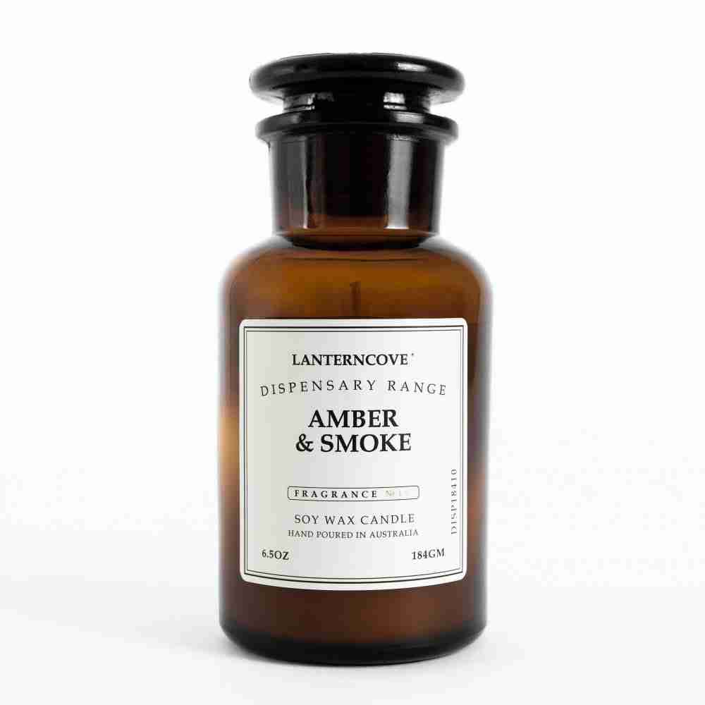 Lanterncove Dispensary 6.5 oz Soy Wax Candle Amber and Smoke