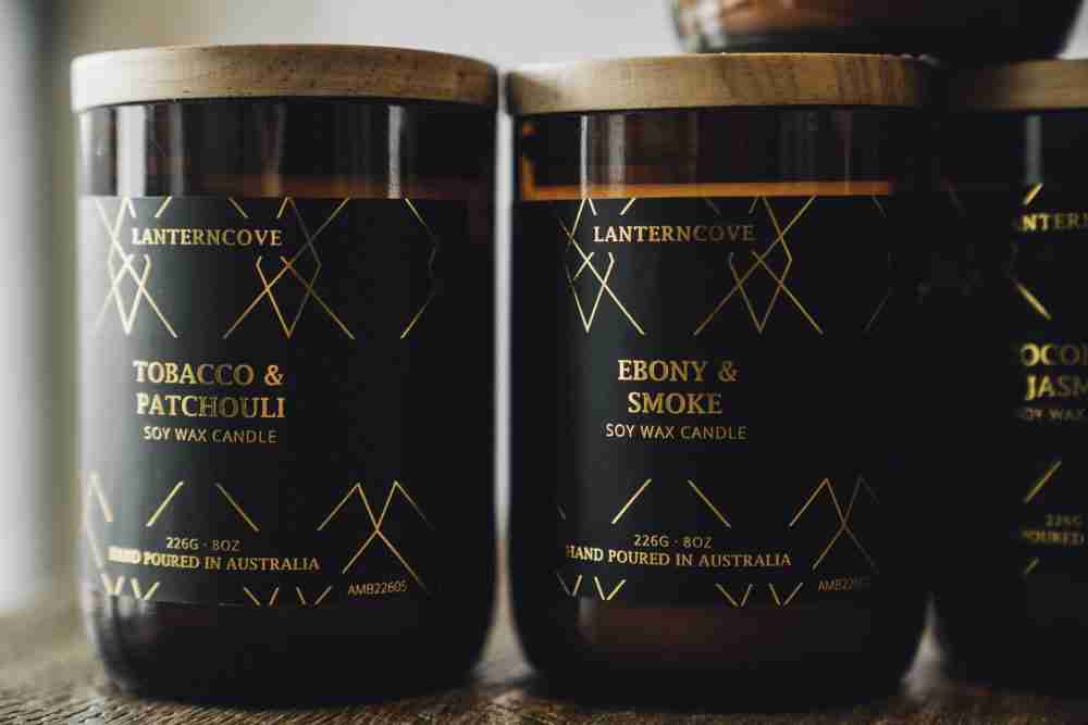 Lanterncove Amberesque 8 oz Soy Wax Candle Ebony and Smoke