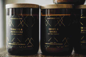Lanterncove Amberesque 8 oz Soy Wax Candle Ebony and Smoke