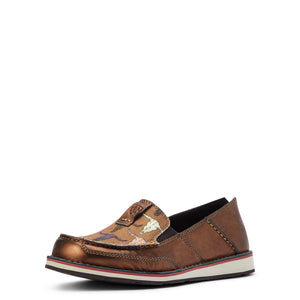 ARIAT WOMENS CRUISER METALLIC BRONZE/PINK STEERHEAD PRINT