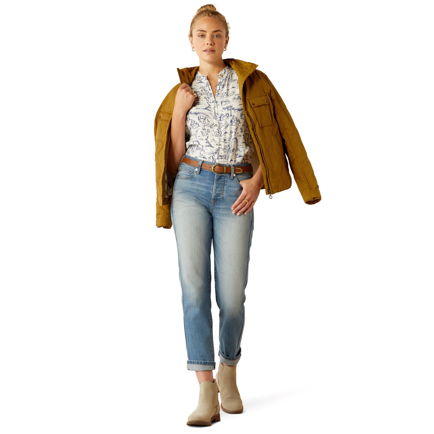 Ariat Womens High Rise Slim Straight Bridle Jeans Regular Length