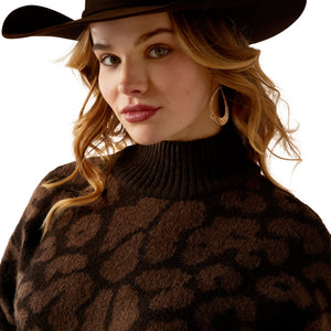 Ariat Womens Moda Turtleneck Sweater Mole Leopard