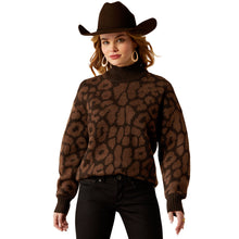 Load image into Gallery viewer, Ariat Womens Moda Turtleneck Sweater Mole Leopard